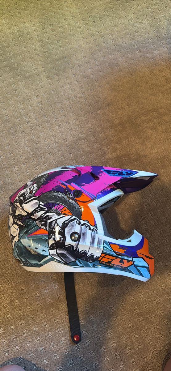 Fox Racing V1 Oktiv Youth Motocross Helmet - Size YL (Youth Large) - Pink/Orange/Purple