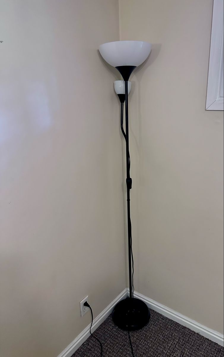 Black Standing Floor Lamp with Adjustable Reading Light