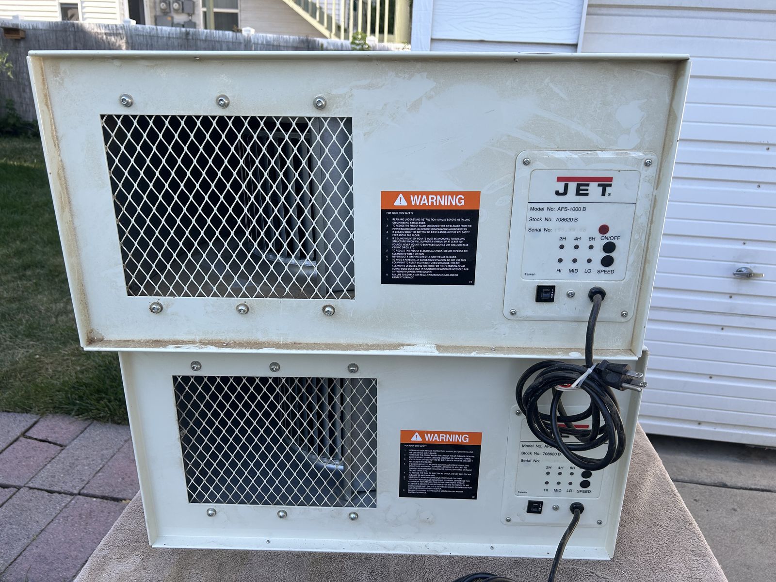 JET AFS-1000B Air Filtration System for Shop, 1/5 HP, 120V, Time Settings, 2 Units