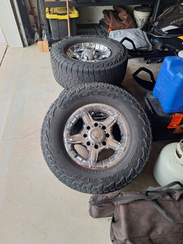 Falken Wildpeak A/T3W All-Terrain Tires & Chrome Wheels 265/70R17 (Set of 4)