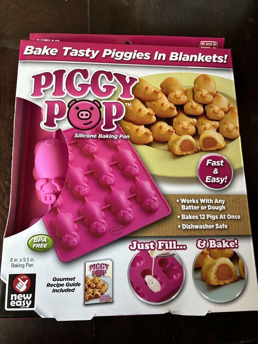 New Easy Piggy Pop Silicone Baking Pan - Make Pigs in a Blanket, Brownies, Jell-O & More!