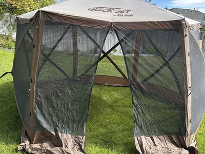 CLAM Quick-Set Venture Portable Camping Gazebo Canopy Shelter, Brown