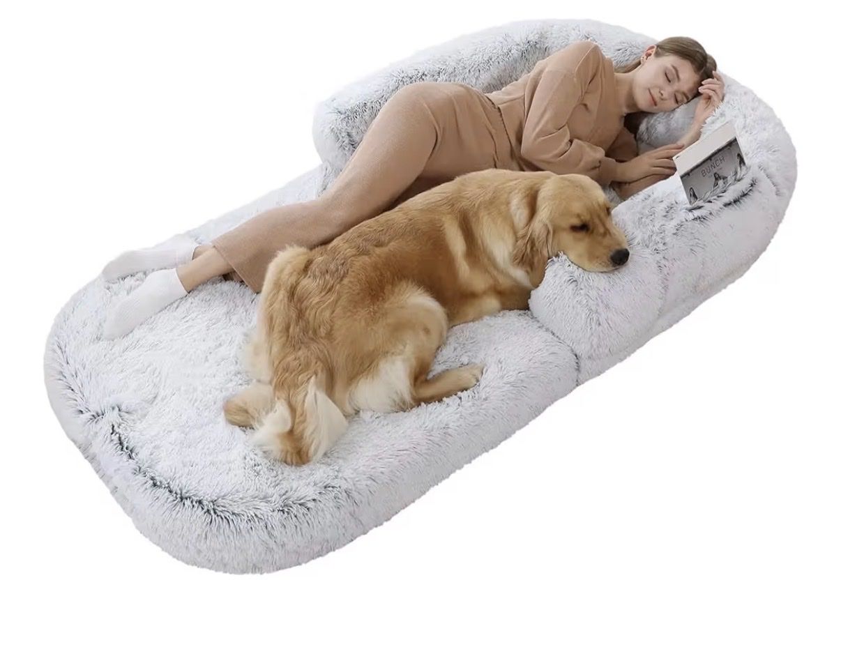 Large Human Dog Bed, 71"x45" Memory Foam Pet Floor Cushion, Nap Lounger, Washable Cover