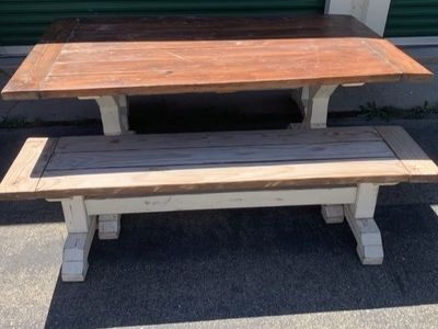 AWESOME FARM STYLE TABLE W/ 2 BENCHES