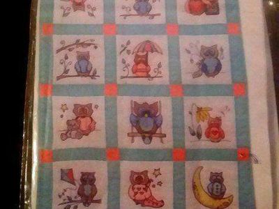 Baby Quilt Blocks #92314 Owls - Adorable Pre-Printed Fabric for Crafting. 12 blocks
