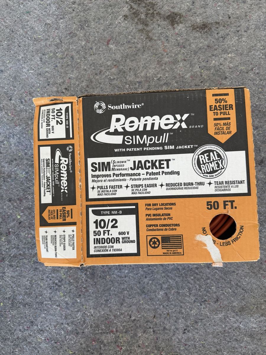 Brand New Southwire Romex 10/2 NM-B Wire - 50 FT Roll