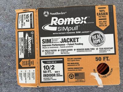 Brand New Southwire Romex 10/2 NM-B Wire - 50 FT Roll