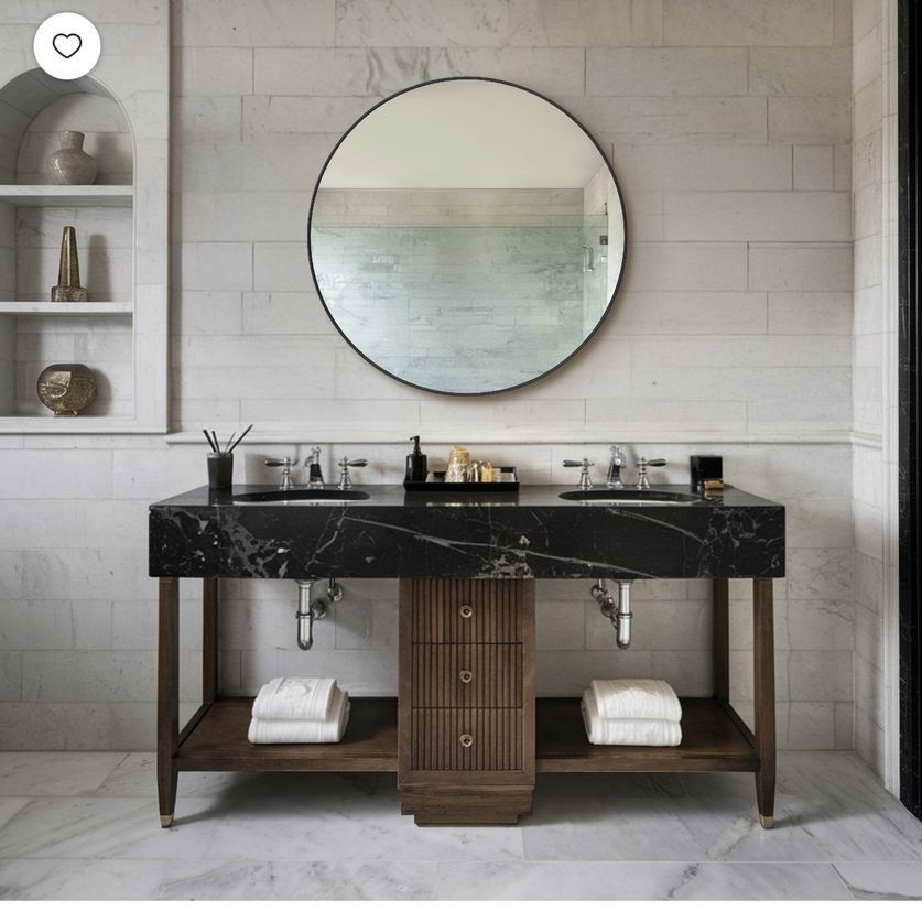 Black round wall mirror