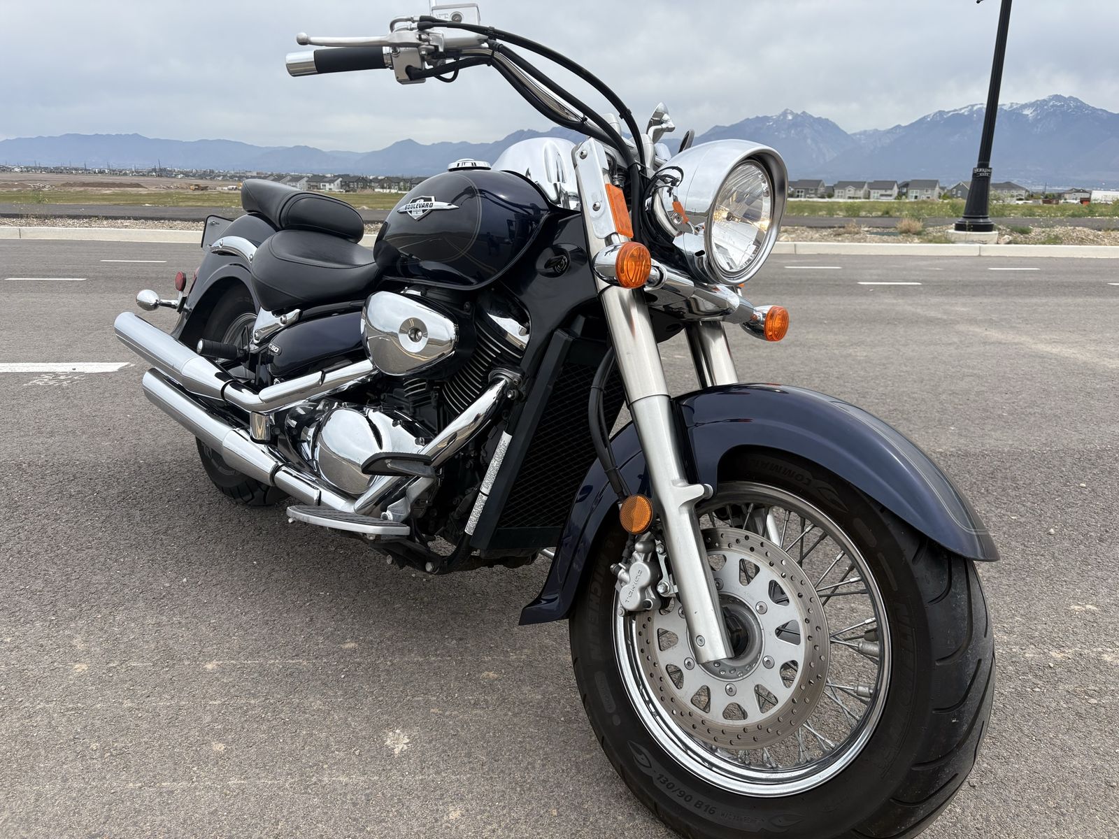 Suzuki Boulevard C50 Cruiser Motorcycle, Dark Blue, Excellent Condition