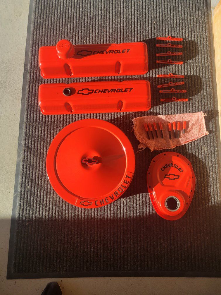Chevrolet Engine Bay Dress-Up Kit - chevy orange Valve Covers, Air Cleaner, & Bolt Covers