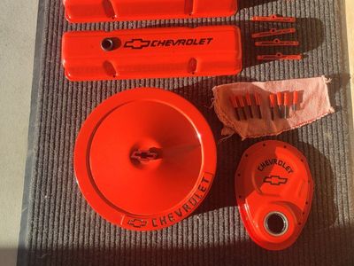 Chevrolet Engine Bay Dress-Up Kit - chevy orange Valve Covers, Air Cleaner, & Bolt Covers