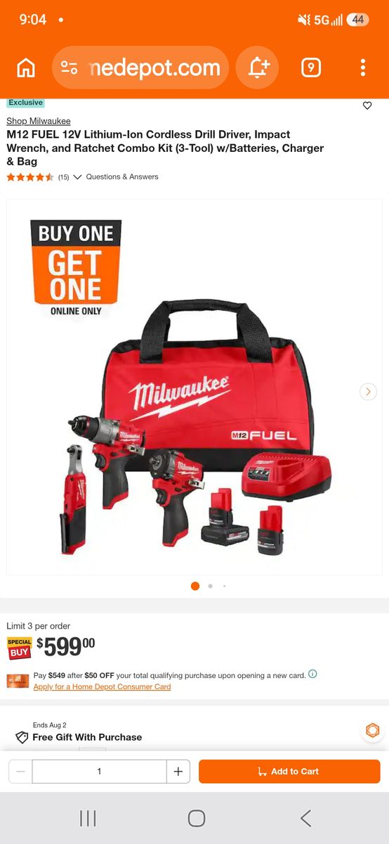 Milwauke 3424-23 3 Tool combo kit