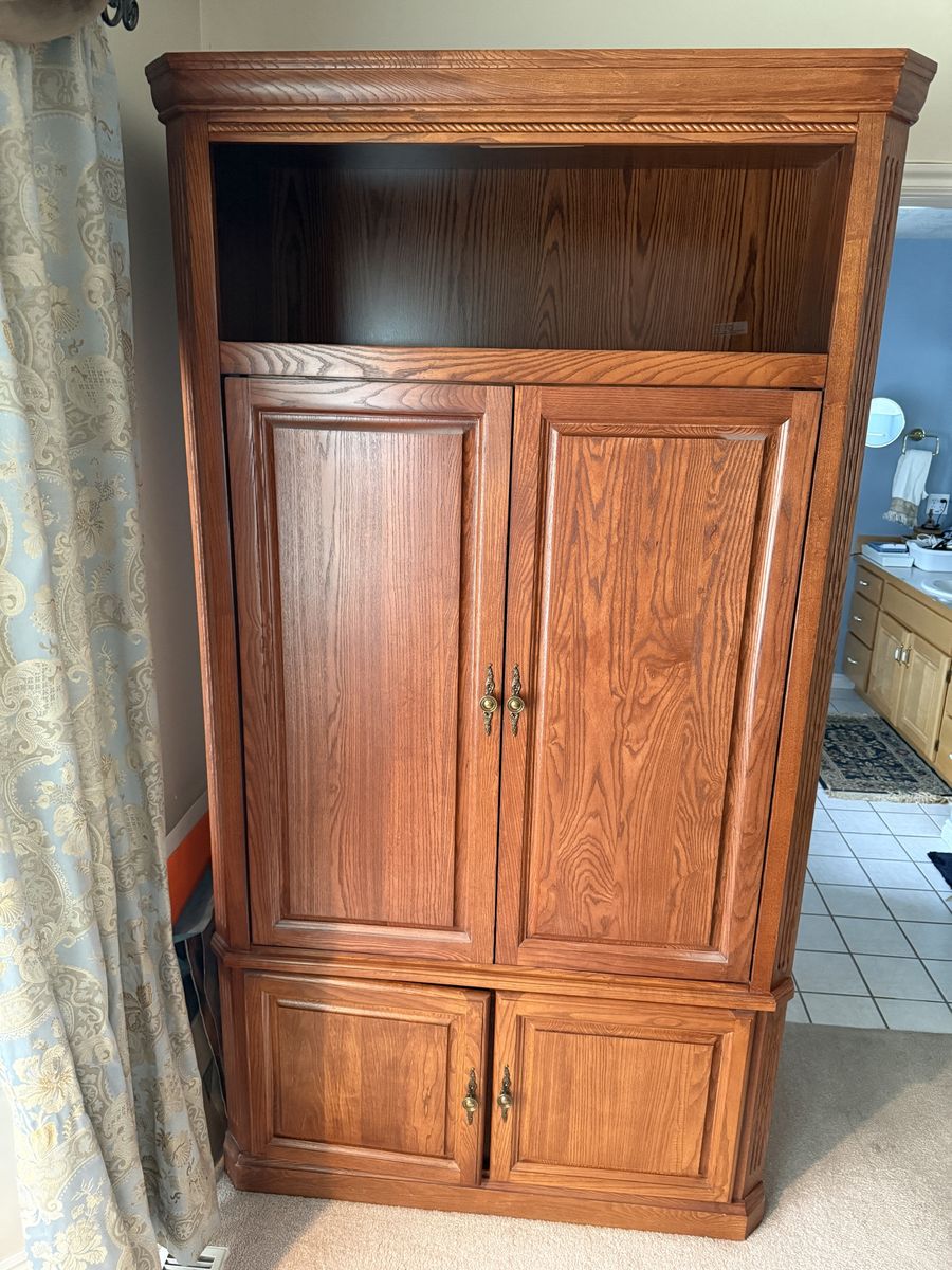 Solid Wood Entertainment Armoire TV Cabinet - Storage & Display
