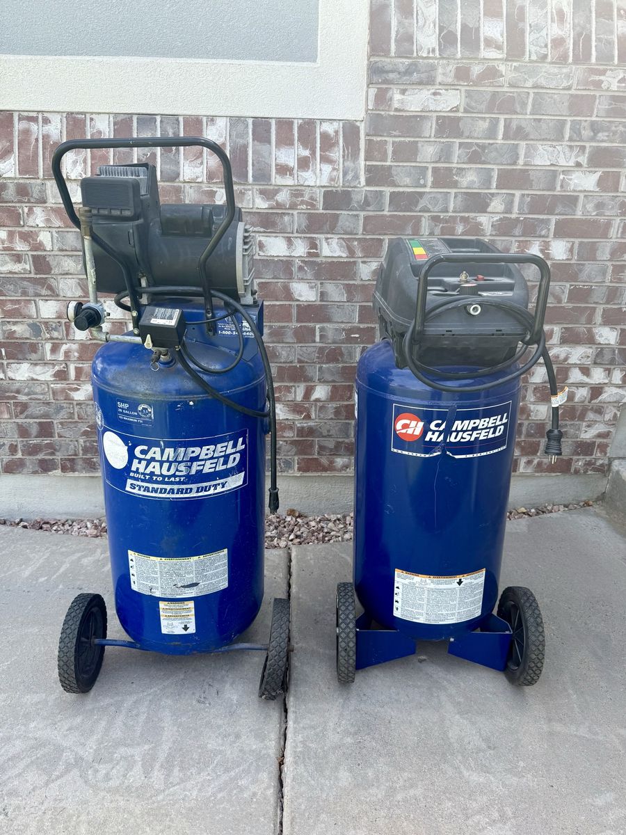 *Needs Repair* 2 Campbell Hausfeld 5hp 125psi 26 Gallon Air Compressors