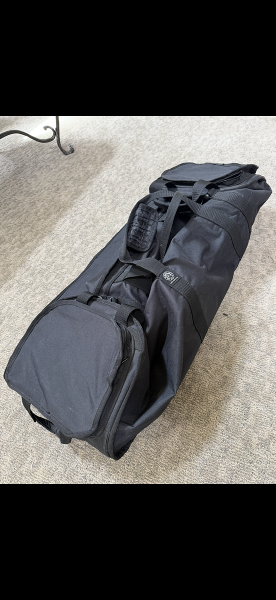 Drum hardware gig bag with wheels.