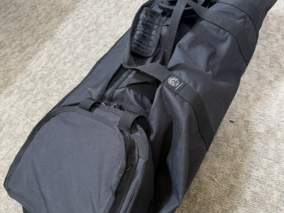 Drum hardware gig bag with wheels.