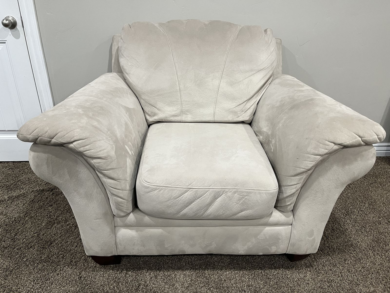 Cream Microfiber Oversized Chair