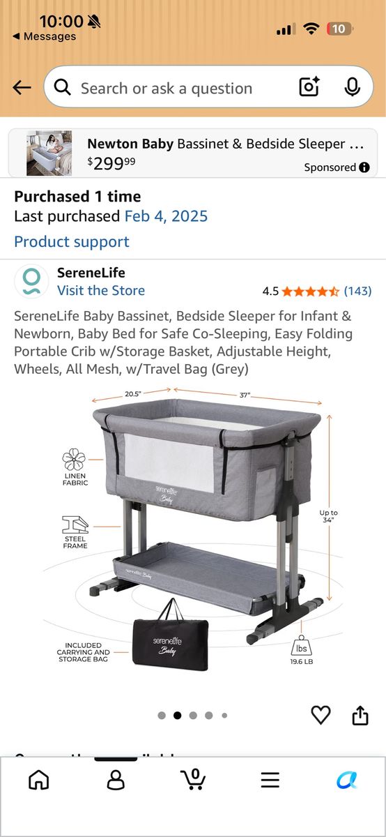 Baby bedside bassinet- VERY GOOD CONDITION
