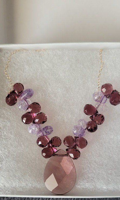 Vintage 14k gold Amethyst Crystal Necklace