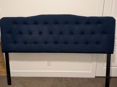 Navy Blue Tufted Headboard - King Size Upholstered Bed Frame Accent