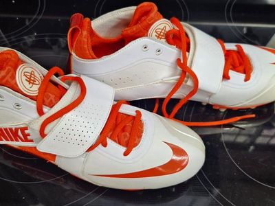 Nike White & Orange Throwing Track & Field Cleats - Used Men's Size 13.5