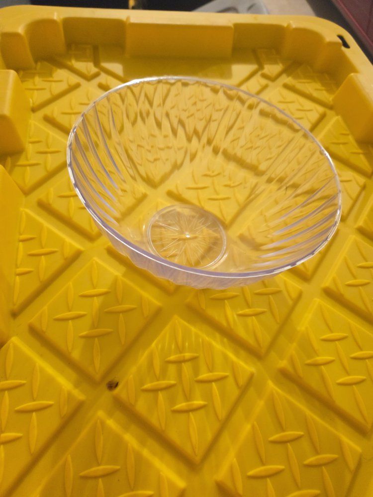 Clear Ribbed Plastic Serving Bowl