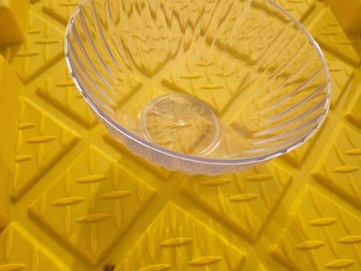 Clear Ribbed Plastic Serving Bowl