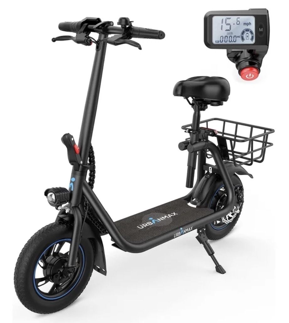 URBANMAX C1 Electric Scooter with Seat, 450W NEW