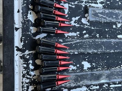 M14x1.5 HT Gorilla Max Black & Red Spike Lug Nuts (24 Piece Set)