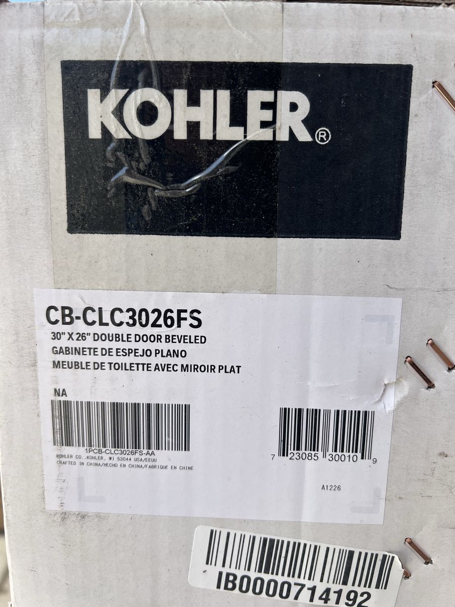Kohler 30x26 double door beveled cabinet