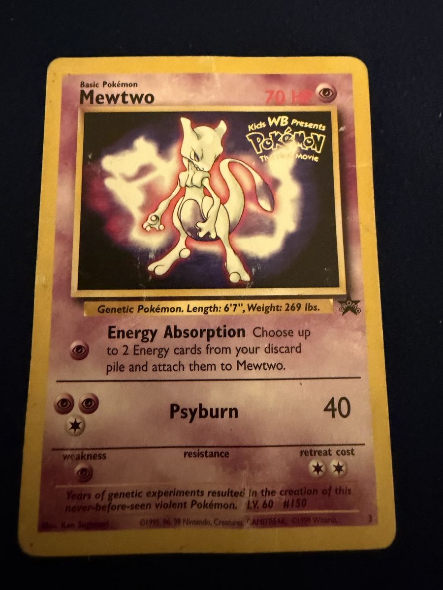 Vintage Mewtwo Promo #3 Pokémon Trading Card Movie Promo 1999