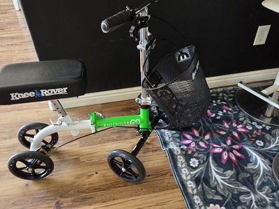 KneeRover GO All Terrain Knee Scooter Walker with Basket - Compact, Portable Mobility Aid