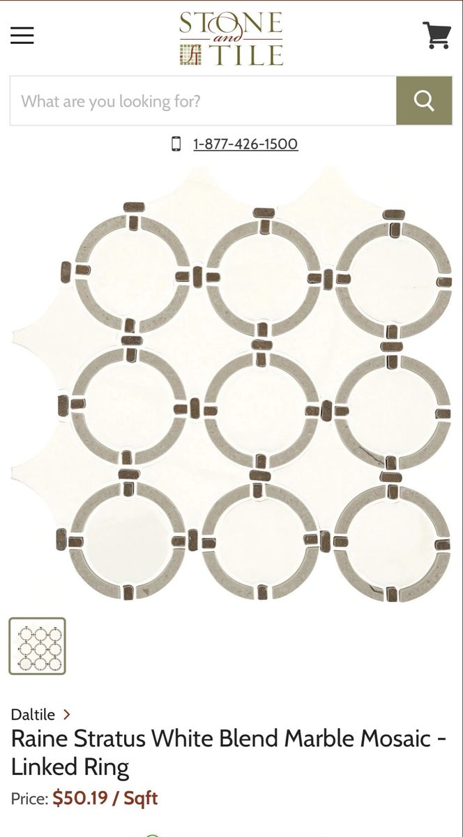 Daltile Raine Stratus White Blend Marble Mosaic - Linked Ring Tile - Approximately 25 Square Feet