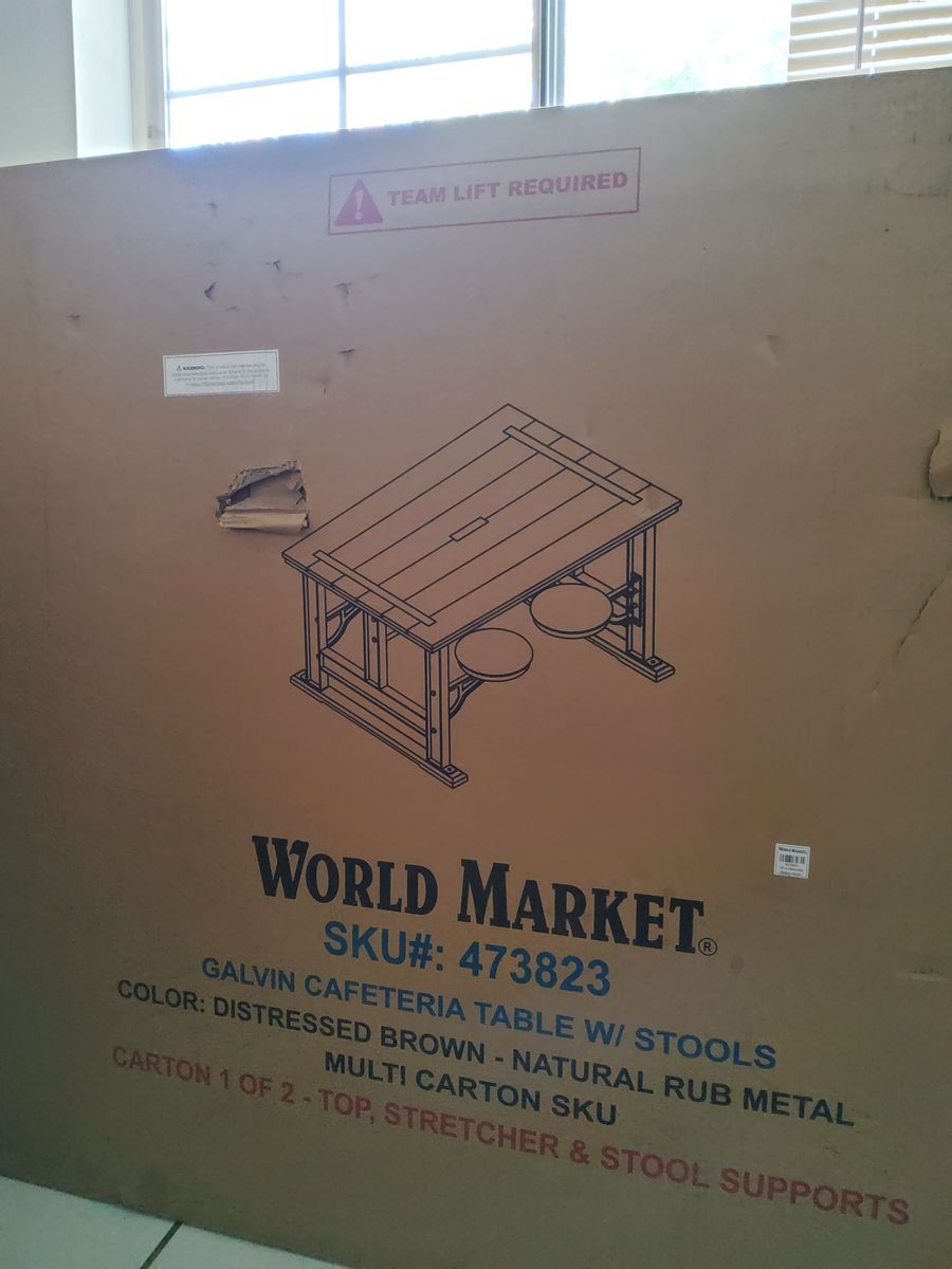 World Market Galvin Cafeteria Table W/ Stools (4)
