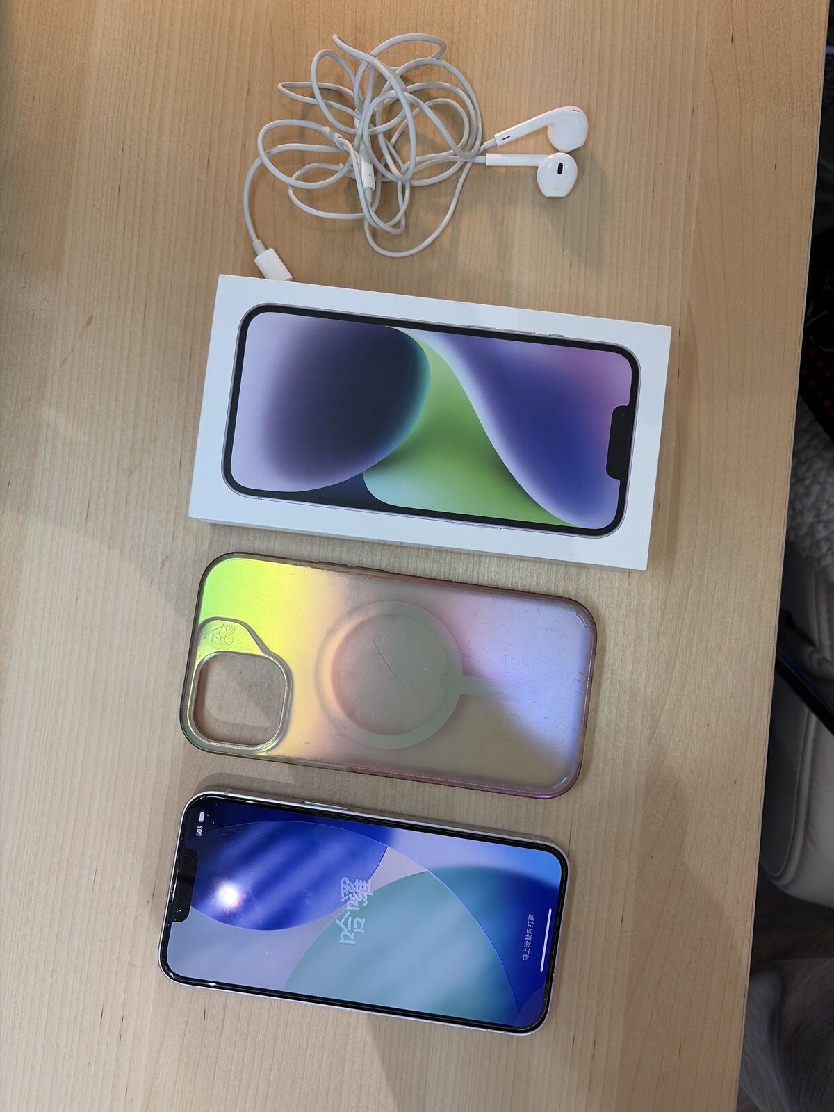 iPhone 14 Purple 128 GB, Case, Box, Headset