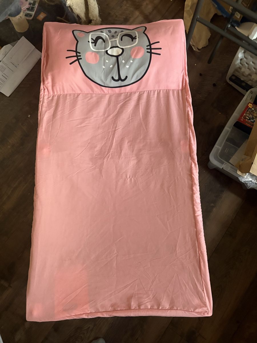 Regalo My Cot Portable Toddler Bed with Pink Cat Fitted Sheet