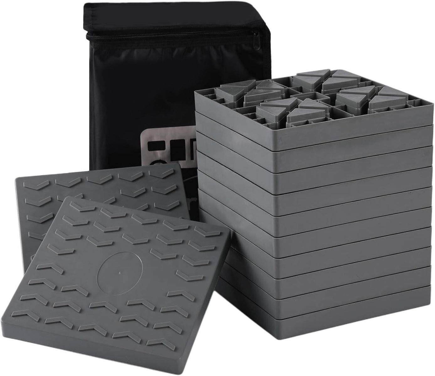 Camper/RV Leveling Blocks,12 Packs Suitable for 4 Wheels, Interlocking and Anti-Slip