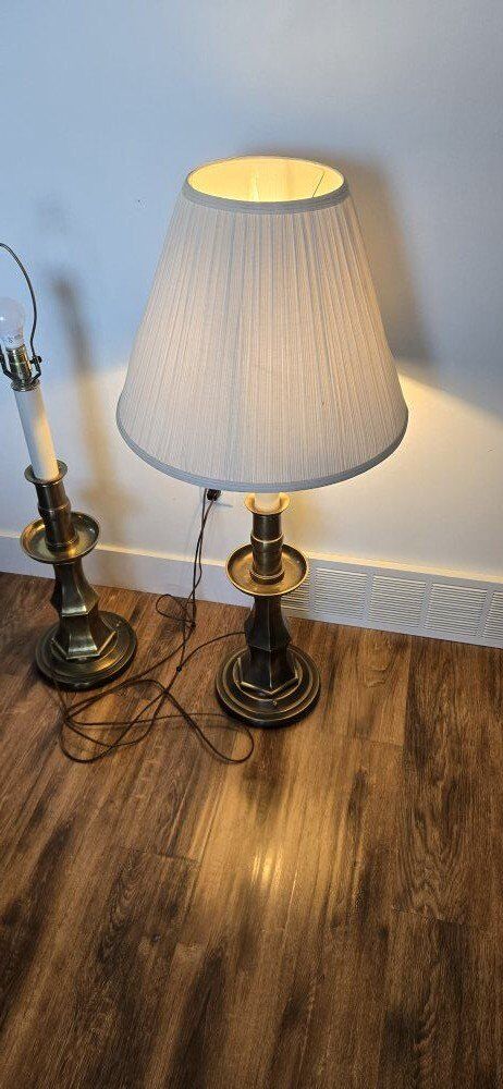 These are a pair of vintage Stiffel brass table la