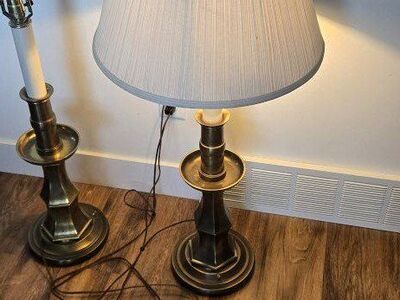 These are a pair of vintage Stiffel brass table la