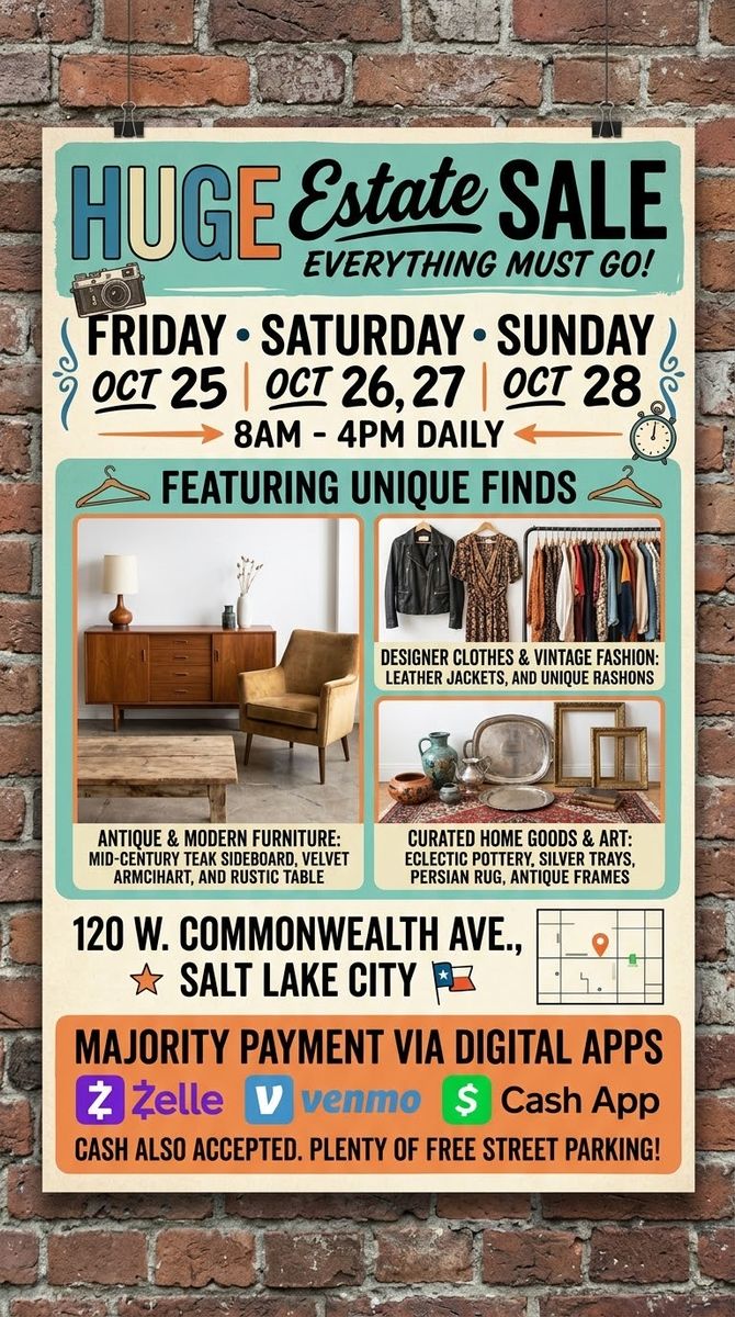 Huge Estate Sale - Furniture, Designer Clothes, and Home Goods in Salt Lake City