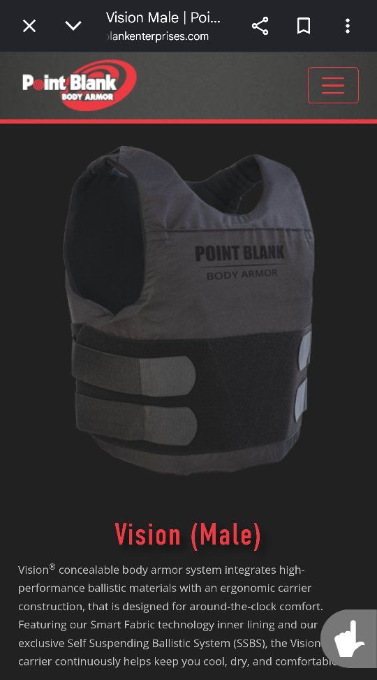 Point Blank male body armor