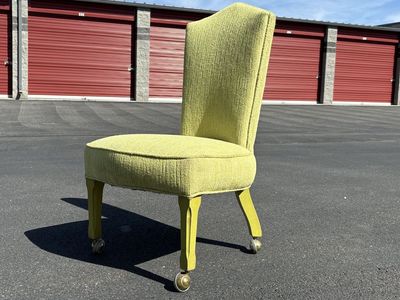 Fab! Groovy, rolling Vintage Mid century highback chair on casters great for MCM mid century modern