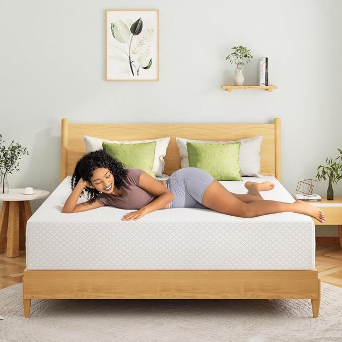 EGOHOME Queen Mattress  in A Box, 12 In, Medium Firm, Cooling Green Tea Gel, 80''L x 60''W, White