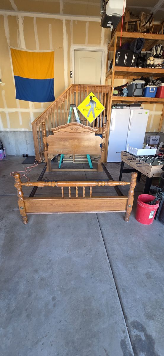 Oak queen bed frame