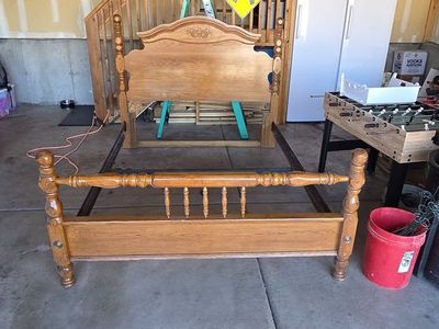 Oak queen bed frame