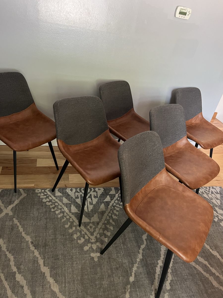 Carson Carrington Viktorp Two-Tone Dining Chairs - Set of 6, Upholstered Faux Leather & Fabric