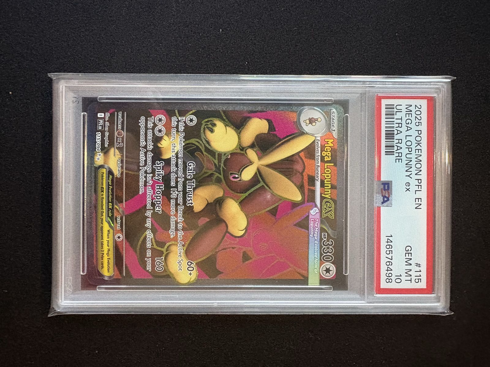 2025 Pokemon Mega Lopunny EX 115 Ultra Rare PSA 10