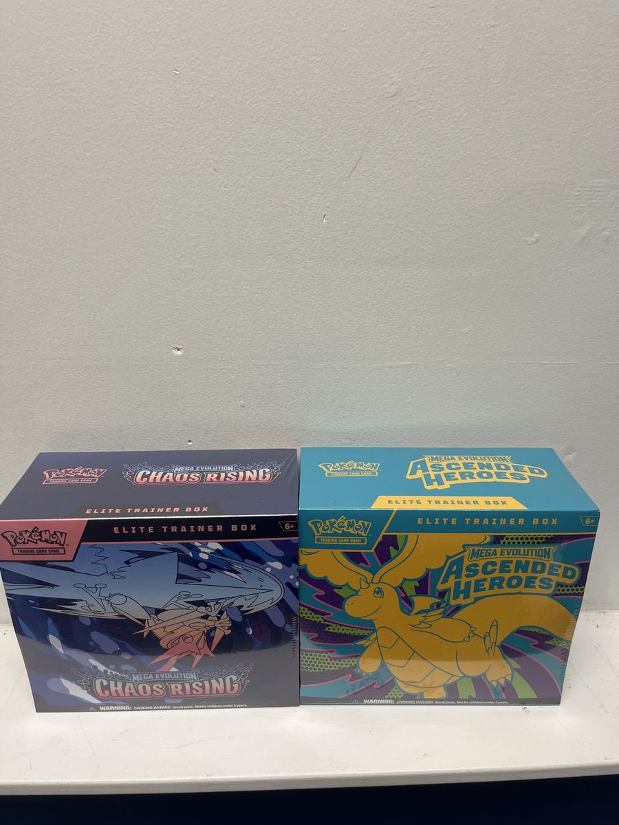 Pokemon Mega Evolution Elite Trainer Boxes: Chaos Rising & Ascended Heroes TCG Set