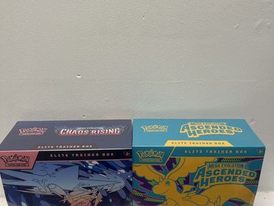 Pokemon Mega Evolution Elite Trainer Boxes: Chaos Rising & Ascended Heroes TCG Set