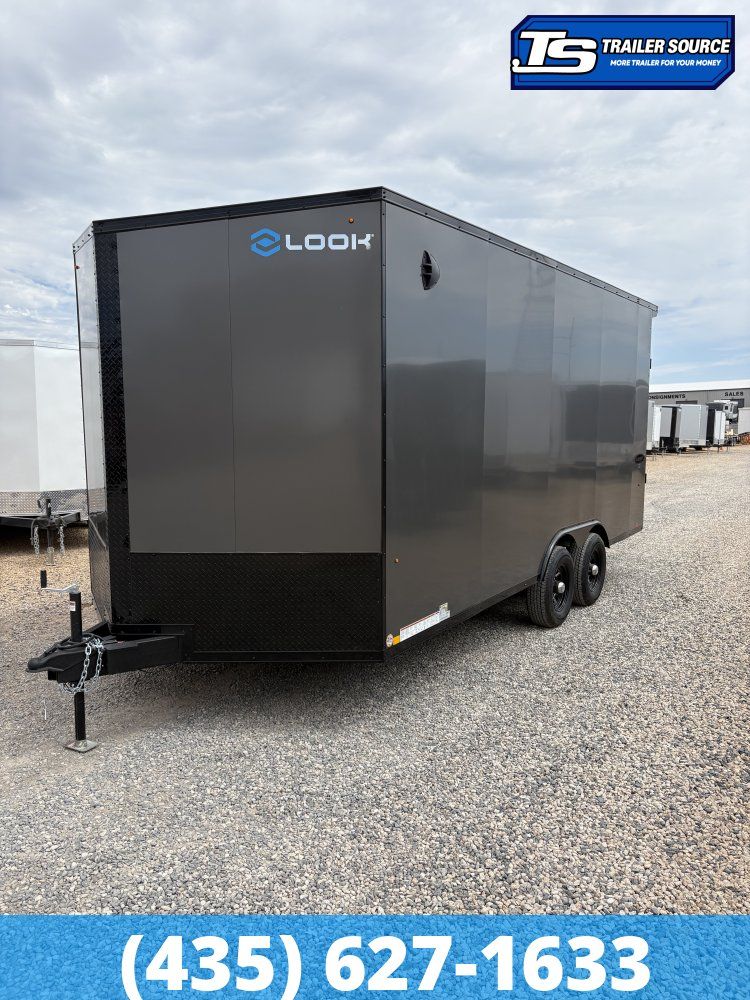 8.5x18 Look Element SE Enclosed Cargo Trailer - 7'6" Interior - 10K GVWR - .080 PolyCor, Black Out Package, Rear Spoiler w/ Load